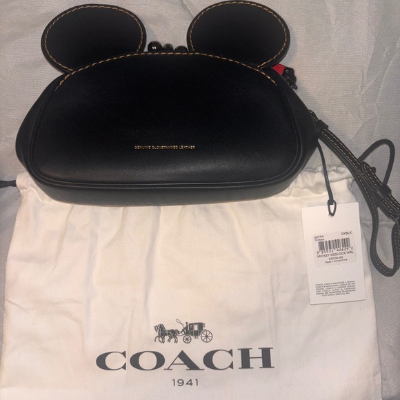 COACH X DISNEY MICKEY MOUSE KISSLOCK WRISTLET PURSE - Picture 1 of 1